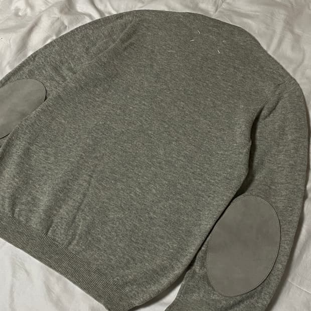 마르지엘라 백스티치 엘보패치 그레이 울 니트 아카이브 가디건