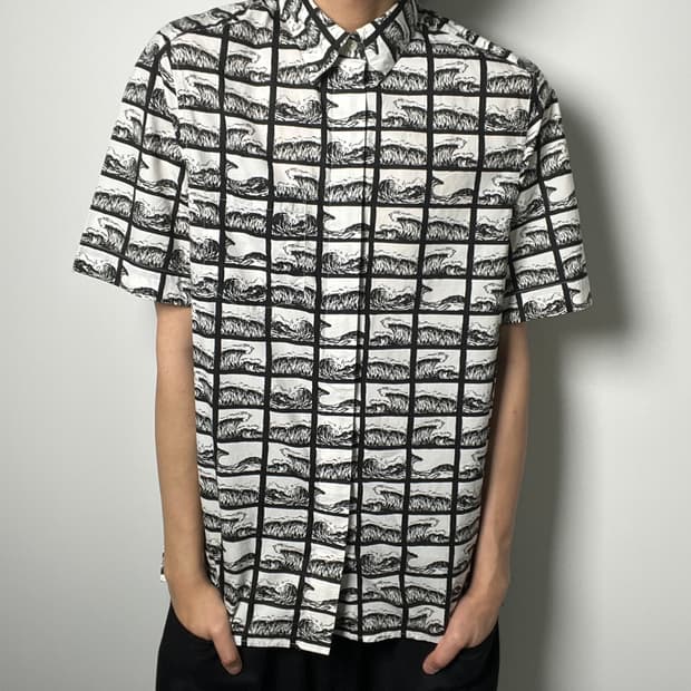 14ss Kenzo 겐조 스퀘어 웨이브 반팔 셔츠 S