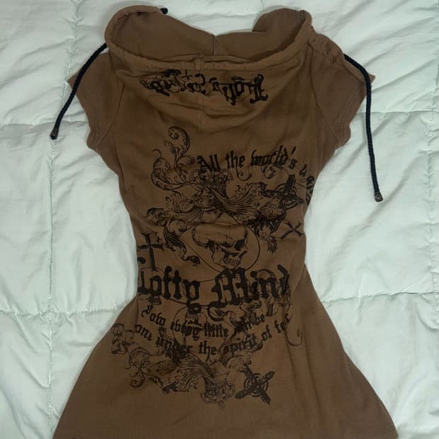 y2k 펑크 갸루 반팔 후드 반팔 티셔츠