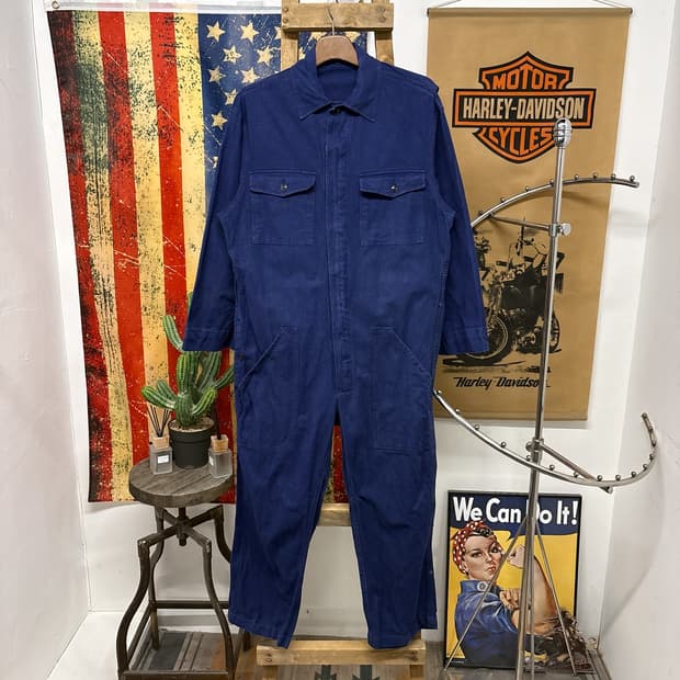 80~90s 프렌치 워크웨어 코튼트윌 커버올 점프수트 N983