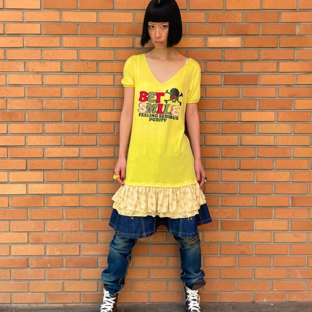 Cutie Skull Puff Lace Yellow Dres
