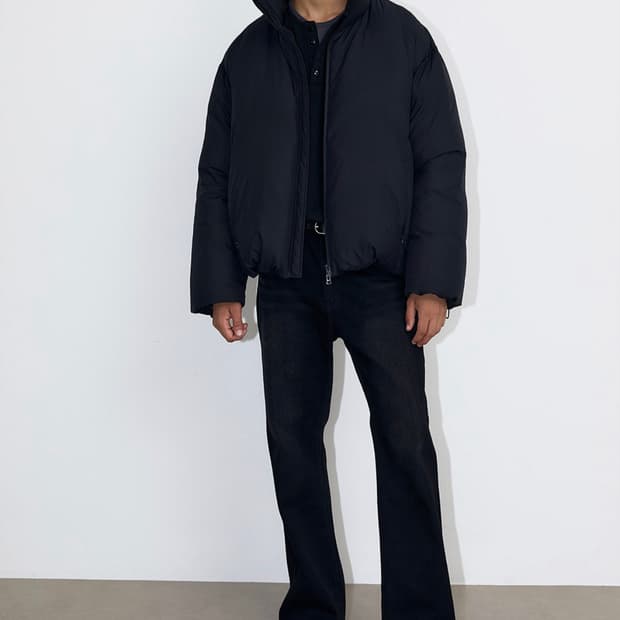 일꼬르소 미니멀 숏 다운패딩 점퍼 L사이즈