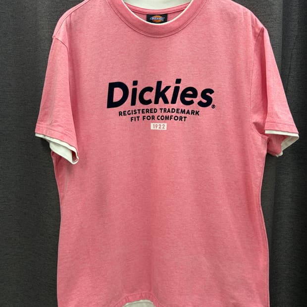 디키즈 로고 딸기우유맛 핑크 반팔 티셔츠