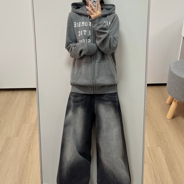 아베크롬비 자수로고 그레이 후드집