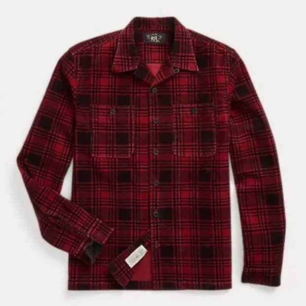 RRL 더블알엘 플래드 코듀로이 캠프셔츠