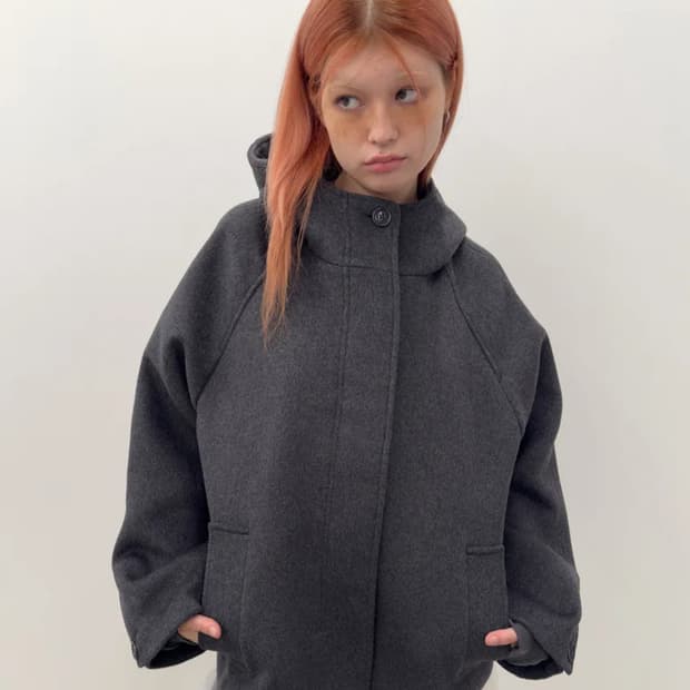 타입서비스 후디드 하프코트 차콜