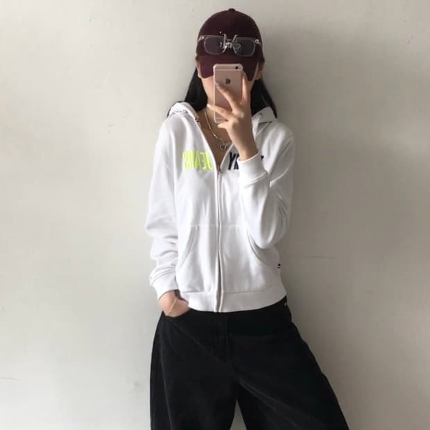 타미힐피거 자수로고 후드집업