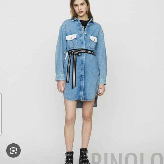 마쥬(Maje) 데님 배색 벨티드 미니 원피스 1size