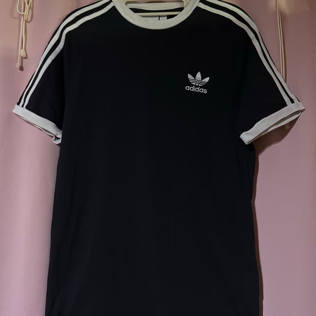 아디다스 반팔 불꽃 블랙 삼선 티셔츠 파이어버드 오레오 아디다스