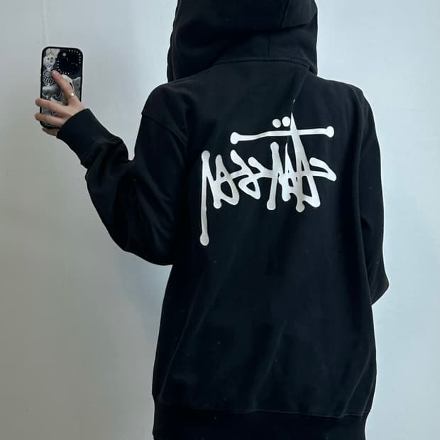 스투시 베이직 블랙 후드집업