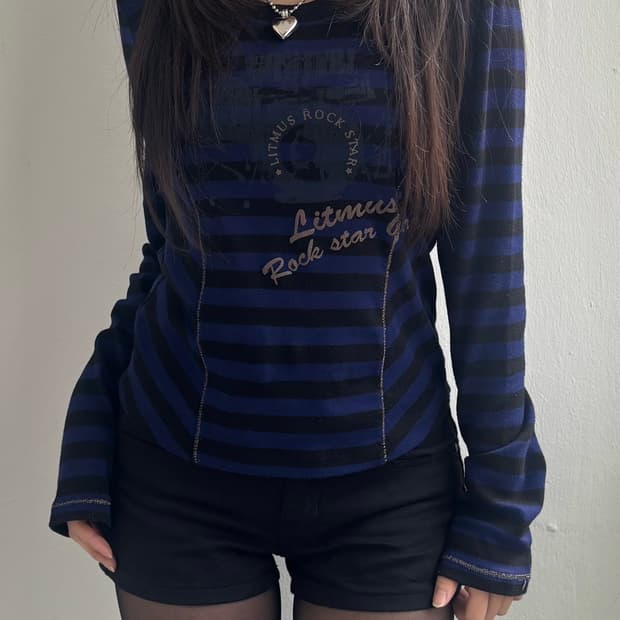 Vintage Blue Stripe Long Sleeve