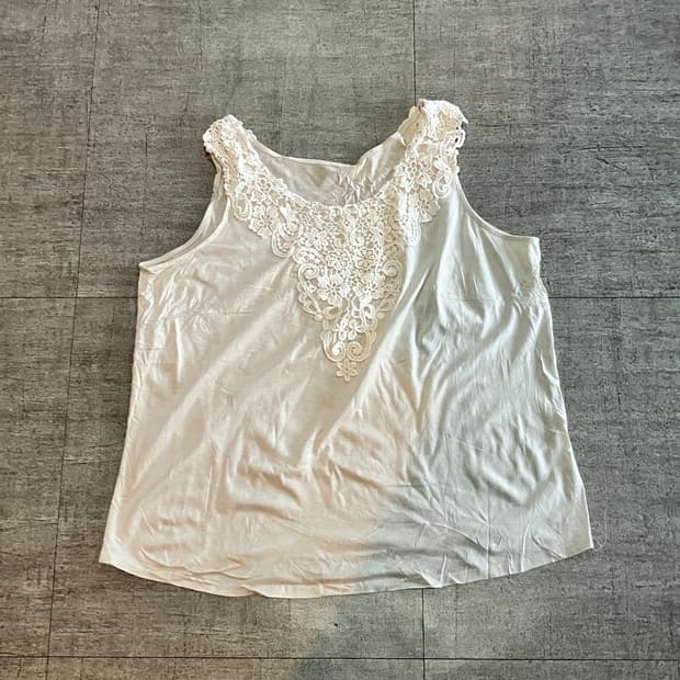 일본빈티지 하구미모리걸 달천깔페어리 플라워디테일 슬리브리스 나시탑