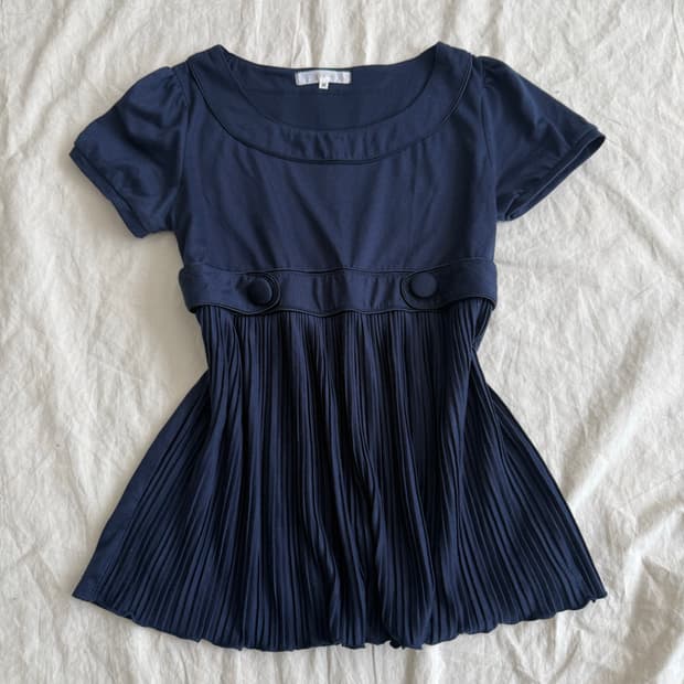 네이비 로걀 러블리 긱시크 반팔