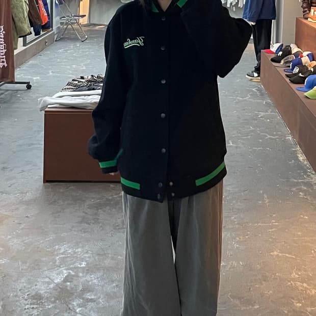 MLB 레인보우 로고 울 솔리드 바시티 자켓 H1272