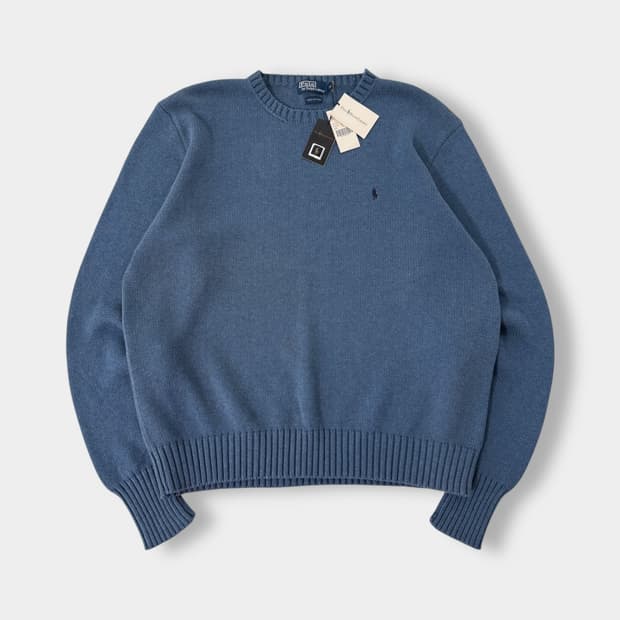 폴로 랄프로렌 00‘s 오버사이즈 해비 코튼 빈티지 블루 니트