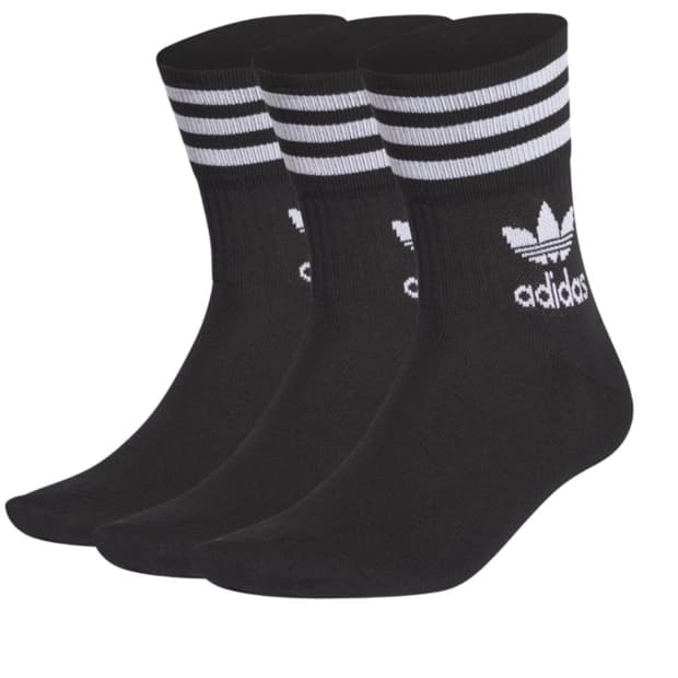 [S] 아디다스 미드 컷 크루 삭스 블랙 화이트 (3개입)