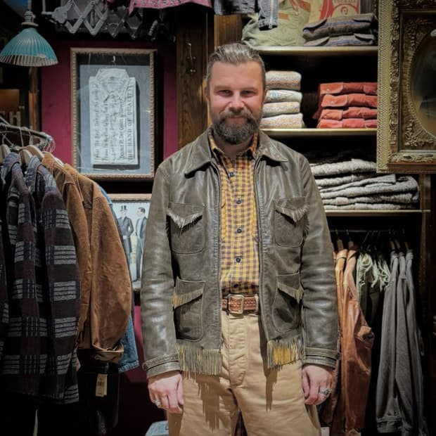 RRL 더블알엘 레더 프린지 자켓 