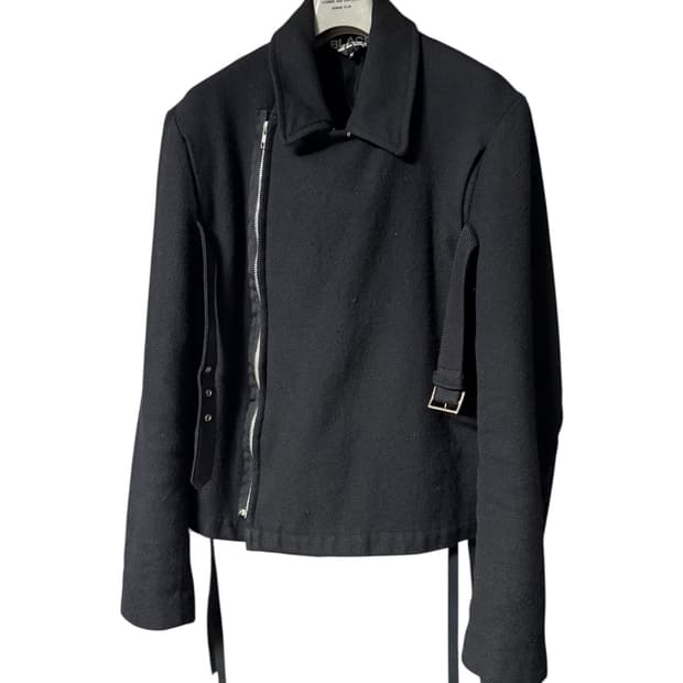 꼼데가르송 블랙 본디지 울 라이더 자켓