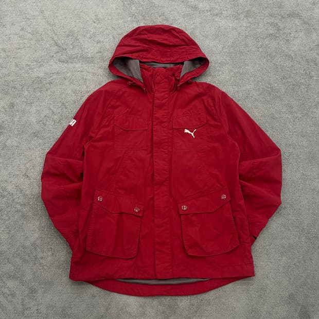 M 푸마 레드 후드 바람막이 자켓
