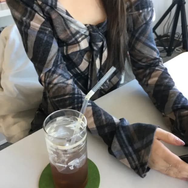 아워캐비넷 west check blouse