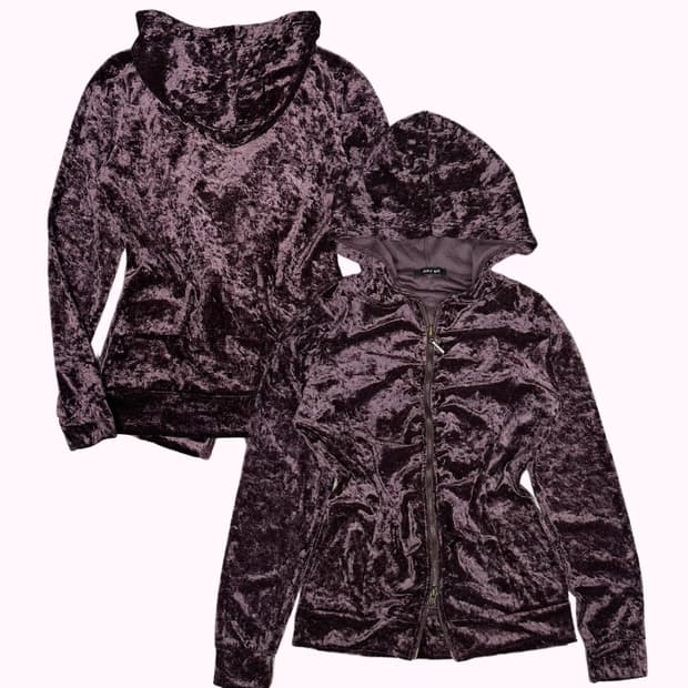 JOKY GAL purple velvet shirring hood zip