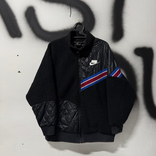 나이키 올드스쿨 플리스, 퀼팅 디테일 배색 집업 자켓