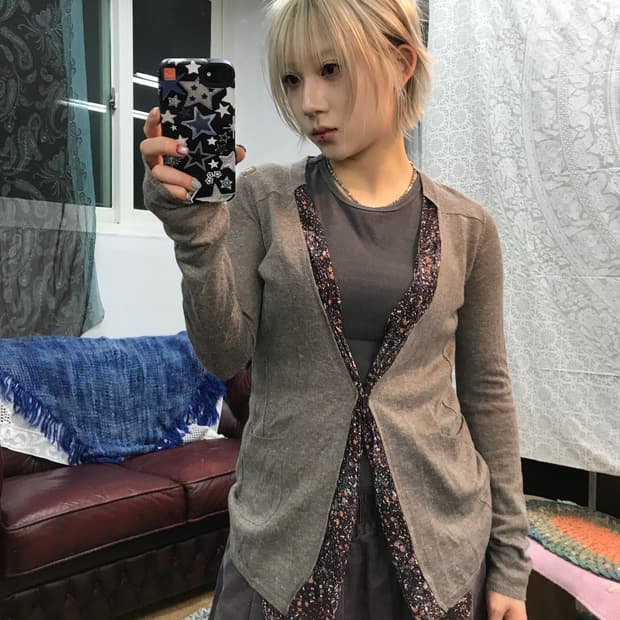 써스데이아일랜드 여성 플라워패턴 가디건