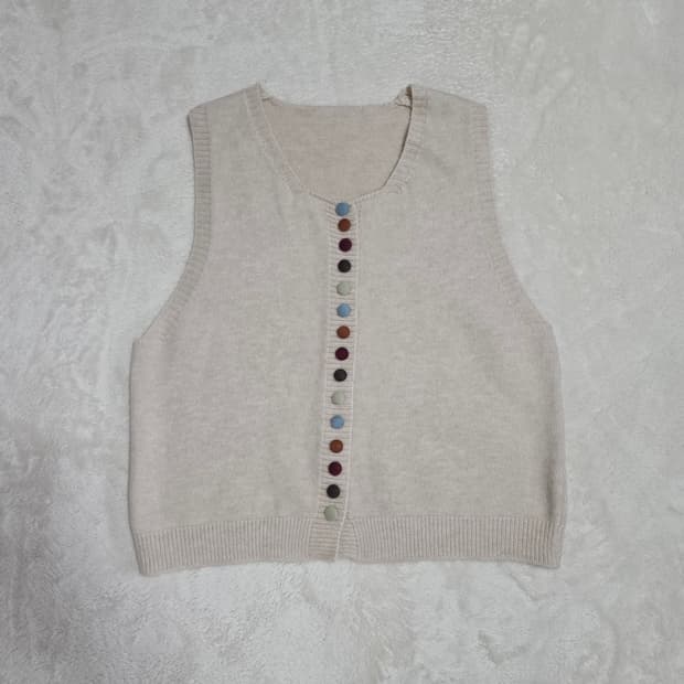 (OS)여성 컬러 단추 니트 베스트 조끼