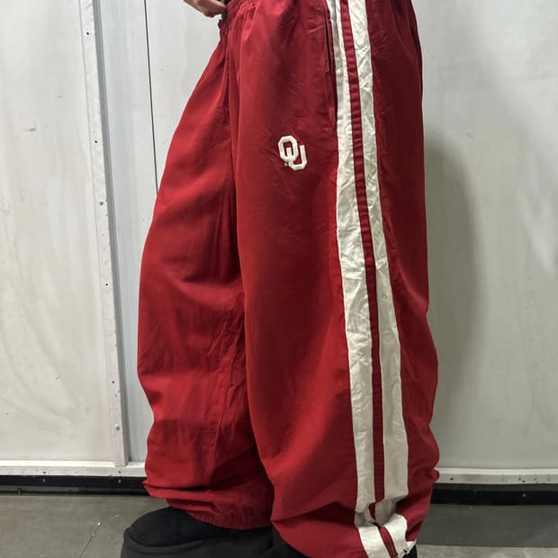 90s Vintage 레드& 화이트 나일론 트랙밴츠