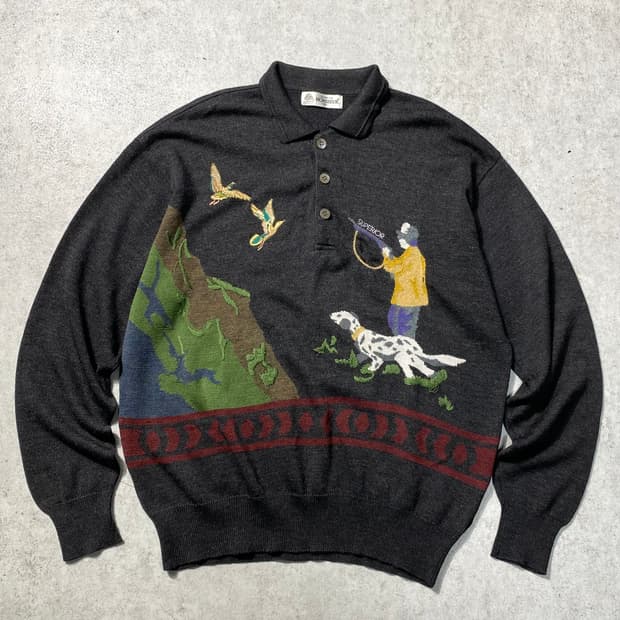 [105] 90s Superior 슈페리어 헌팅 자수 울 니트