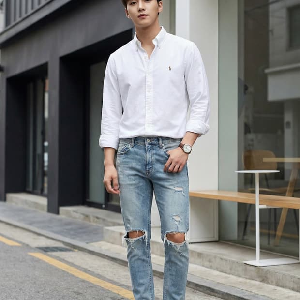 폴로 랄프로렌 화이트 옥스포드 셔츠_M