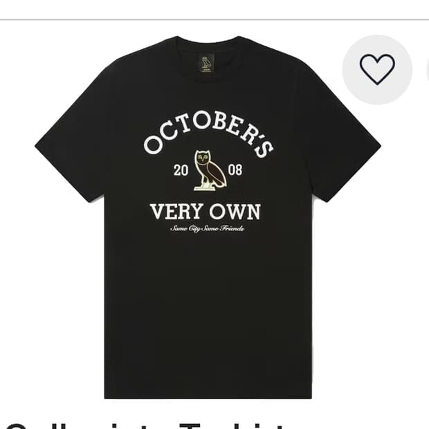 DRAKE OVO Collegiate T-shirt
드레이크 녹타