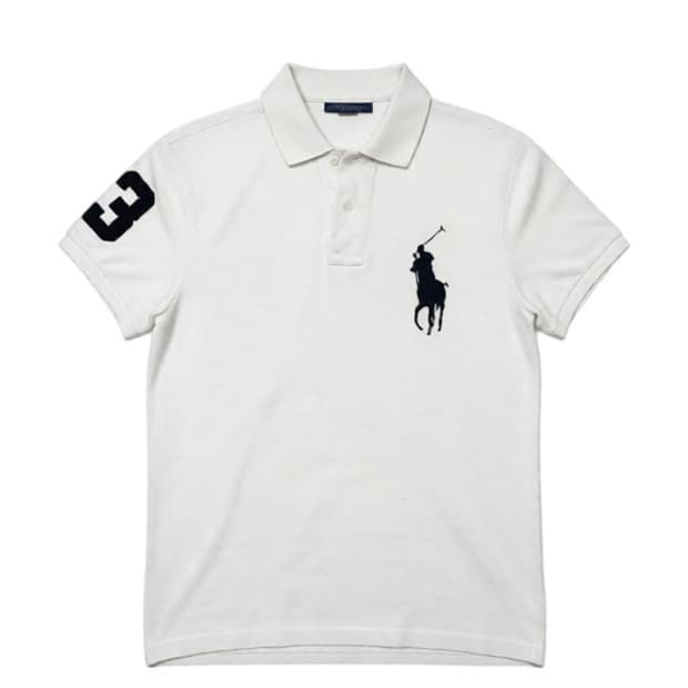 희귀 폴로 빅포니 슬림핏 반팔 화이트 카라티