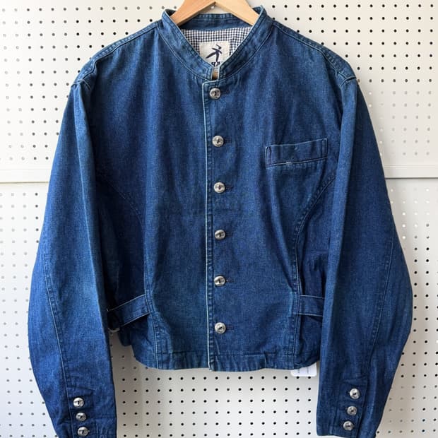 이세이 미야케 하이 스포팅 기어 8-90s 데님 차이나 카라 자켓