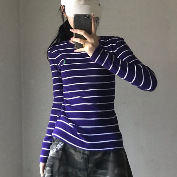 폴로 스트라이프 슬림핏 롱슬리브 긴팔