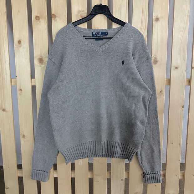 (M) 폴로 랄프로렌 브이넥 그레이 니트