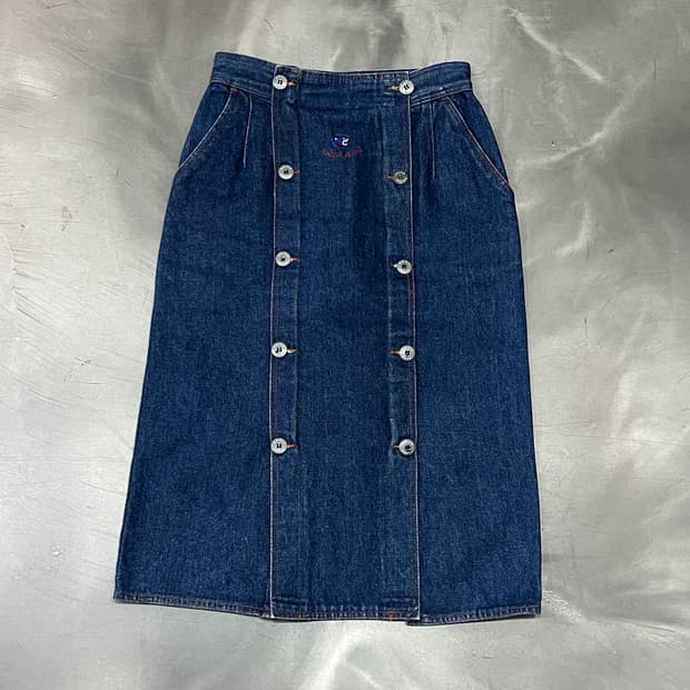  크리지아 진스 버튼 데님 롱 스커트 y16345