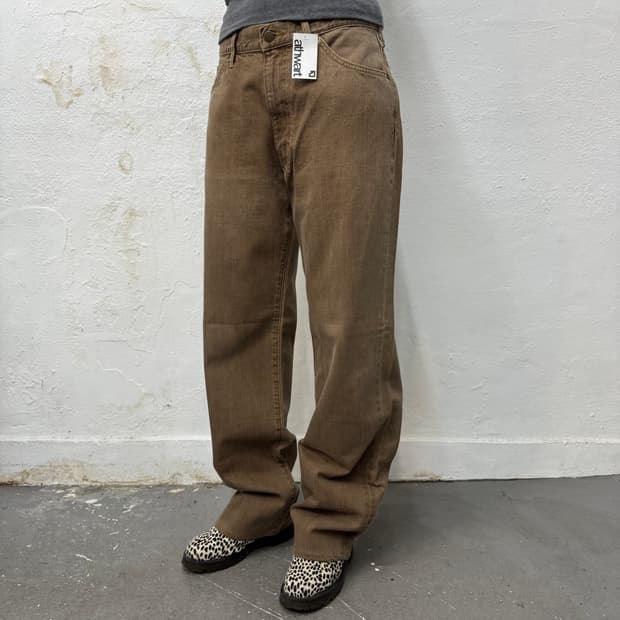 랭글러(wrangler) 344 베이지 워시드 스트레이트 데님 팬츠