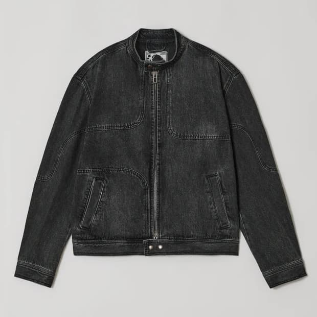 OBLATE BIKER DENIM JACKET BLACK
