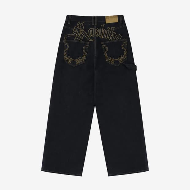 카시코 Embroied Nonfade Denim Pants Blue