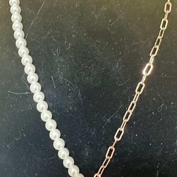 스와로브스키진주/체인 곰돌이 팬던트 목걸이