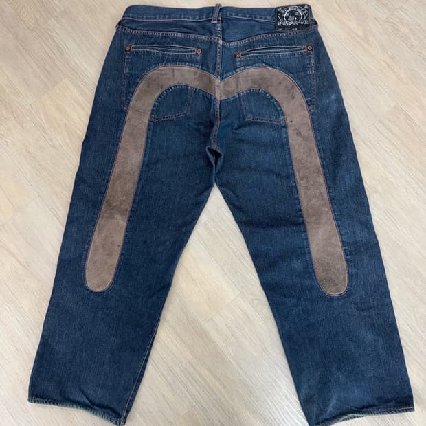 Evisu 에비수 가죽 빅로고 데님진 36사이즈