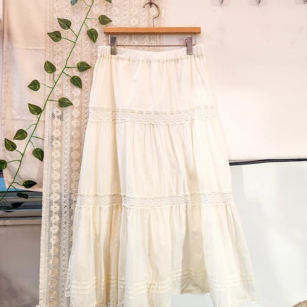 빈티지 아이보리 캉캉 레이스 스커트