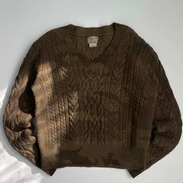 [L] 폴로 랄프로렌 피셔맨 카모 브이넥 울 니트 스웨터