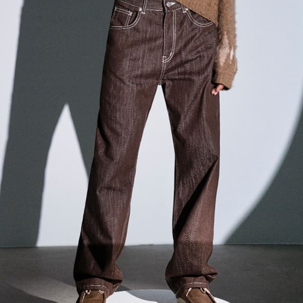 어반드레스 빈티지 레인 데님 팬츠 청바지 브라운 XL