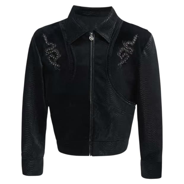 Snake Pattern Leather Patchwork jacket