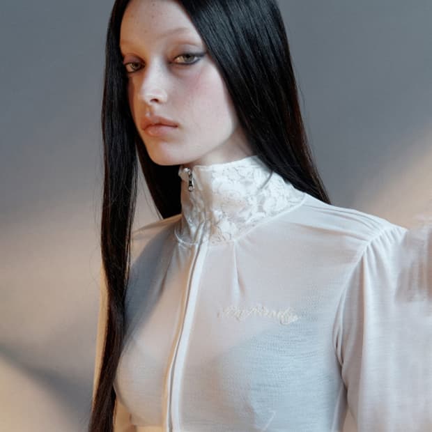 스컬프터 Casper Lace Zip-up Tee Ghost Sheer