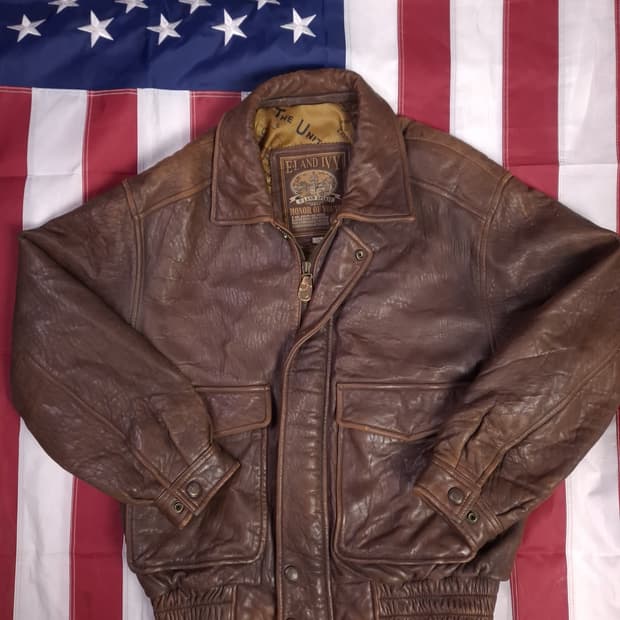 80's 국내산 빈티지 리얼레더 항공자켓