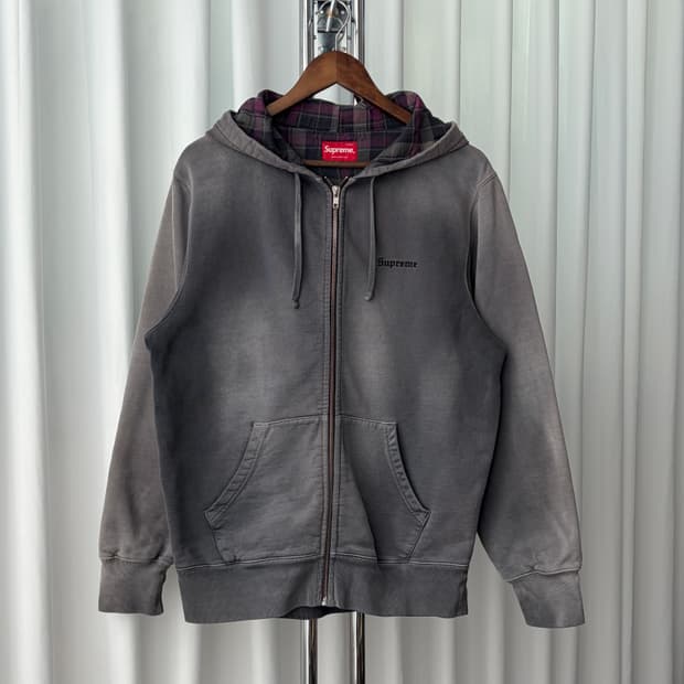 슈프림 18FW 블리치드 헤비스웻 후드집업