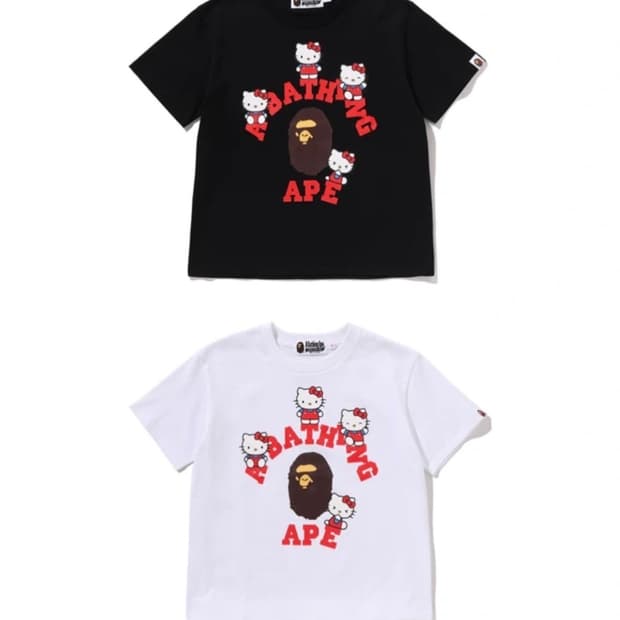 💗[정품/새상품] 베이프X산리오 콜라보 헬로키티 화이트 반팔 티셔츠💗